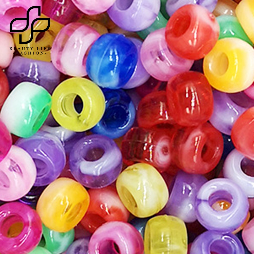 1 Bộ Hạt Xỏ Vòng Tay / Dây Thun Nhiều Màu Với Lỗ To Làm Trang Sức Nghệ Thuật