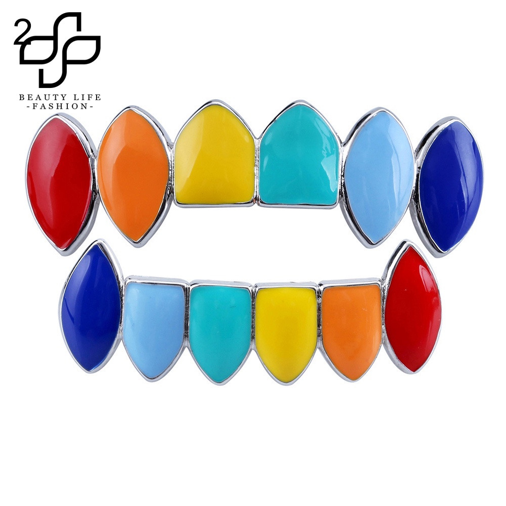 Nắp Răng Nướng Trang Sức Màu Cầu Vồng Thời Trang Hip Hop beautylifefashion
