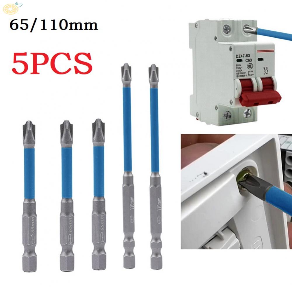 【VARSTR】Electrician Magnetic Cross Screwdriver Bit Set of 5 FPH2 Bits with 65/110mm Length