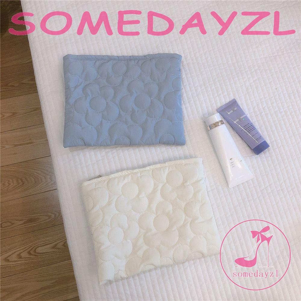 Somedayzl Túi Đựng Đồ Trang Điểm Bằng Vải Canvas Nylon Màu Trơn Đa Năng Có Khóa Kéo Thời Trang Cho Nữ