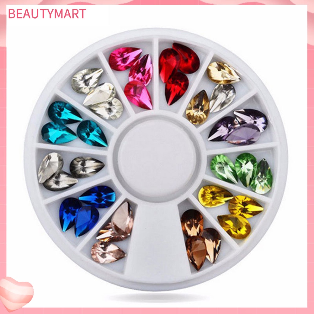 Khay Bánh Xe Đựng Hạt Nhựa Acrylic Hình Giọt Nước 3D Nhiều Màu Sắc Trang Trí Móng Nghệ Thuật DIY