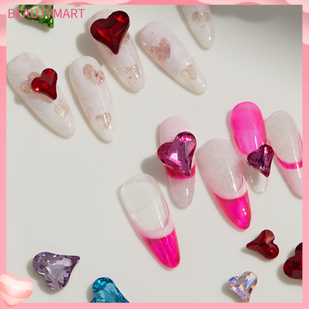 Set 20 Phụ Kiện Trang Trí Móng Tay Nghệ Thuật Hình Trái Tim 3D Không Phai Màu Sắc