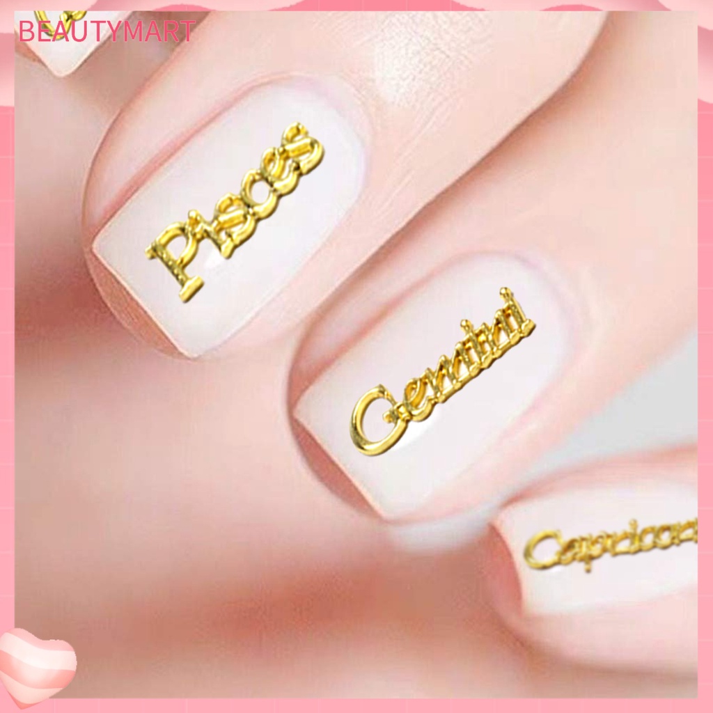 Set 12 Phụ Kiện Trang Trí Móng Tay Tạo Hiệu Ứng 3D DIY Hình Chữ Cái Đính Đá