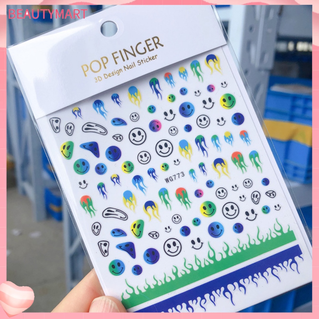 Nhãn Dán Trang Trí Móng Tay Hình Ngọn Lửa DIY 6 Màu Siêu Mỏng