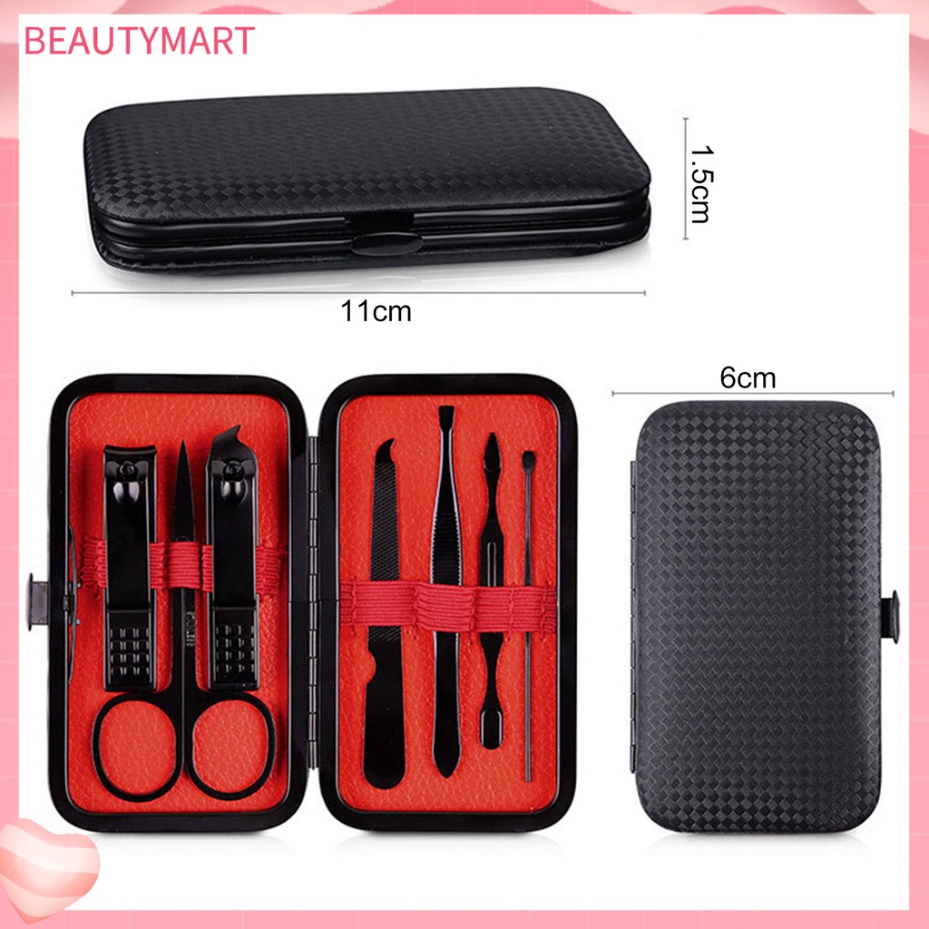 Bộ 7 Dụng Cụ Làm Móng Bằng Thép Không Gỉ Chống Văng Đa Chức Năng Cho Salon