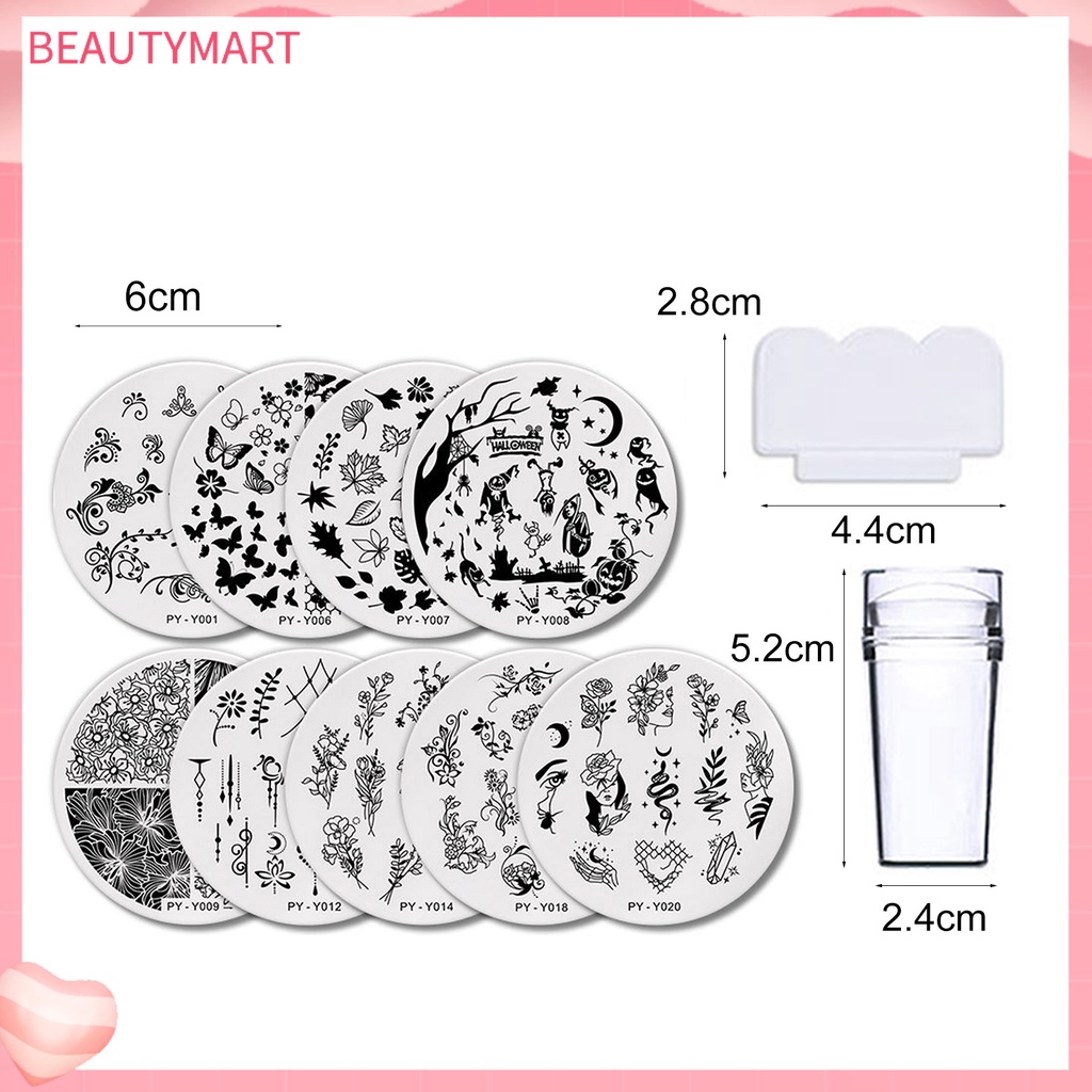 1 Bộ Đĩa Tem In Họa Tiết Trang Trí Móng Tay Bằng Nhựa Bền Chống Bụi Chống Bong Tróc Có Thể Tái Sử Dụng