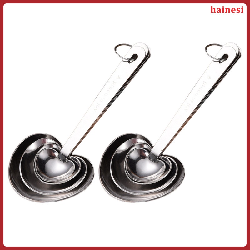Bộ 2 Muỗng Đo Lường Bằng Thép Không Gỉ Hình Trái Tim