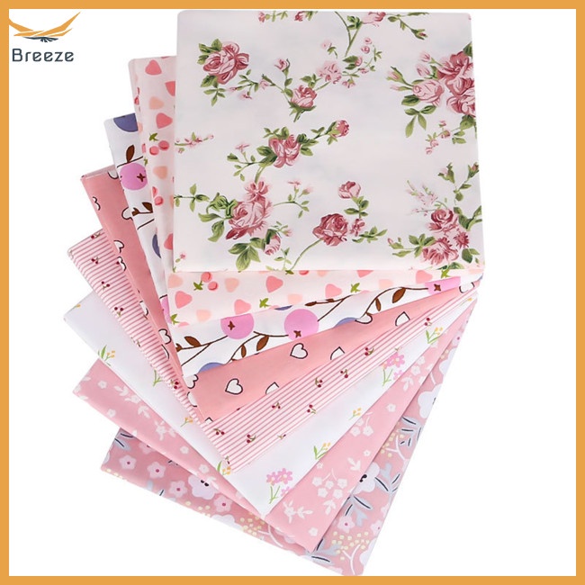 Set 8 Tấm Vải Cotton Nguyên Chất Họa Tiết Hoa Dành Cho May Vá Thủ Công Diy