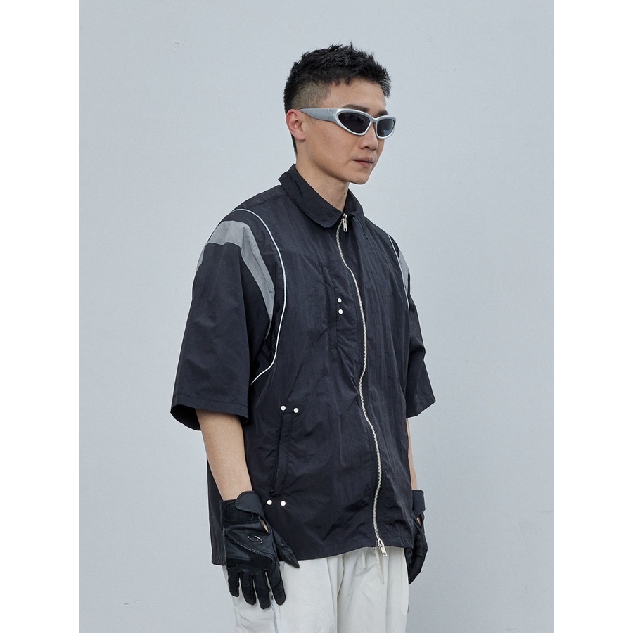 Áo Sơ Mi Có Khóa Kéo Màu Sắc Tương Phản Thời Trang 2023ss