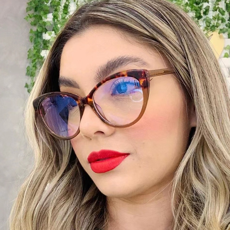 Kính Mát Mắt Mèo TR90 Chống Ánh Sáng Xanh Trong Suốt Phong Cách Cổ Điển Cho Nữ