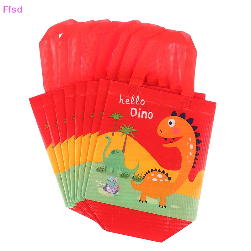 {Ffsd} Set 8 Túi Quà Khủng Long Có Tay Cầm Trang Trí Tiệc Sinh Nhật Bé Trai * Bán Chạy