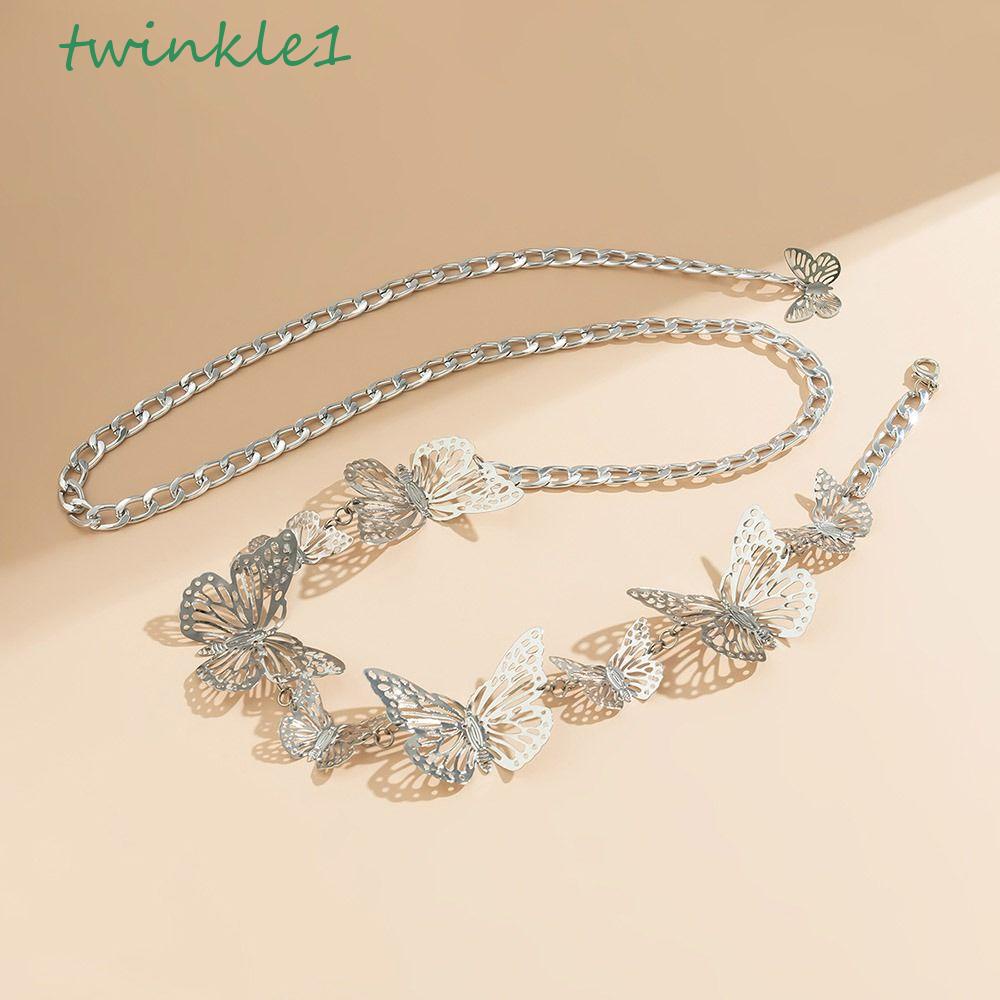 Thắt Lưng Dây Xích Hình Bướm Lấp Lánh Có Thể Điều Chỉnh Phong Cách Hip Hop Quyến Rũ Cho Nữ