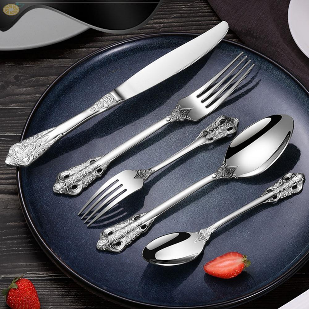 【VARSTR】Dinner Fork Polished Reliable Rust Resistant Sliver Stainless Steel Vintage