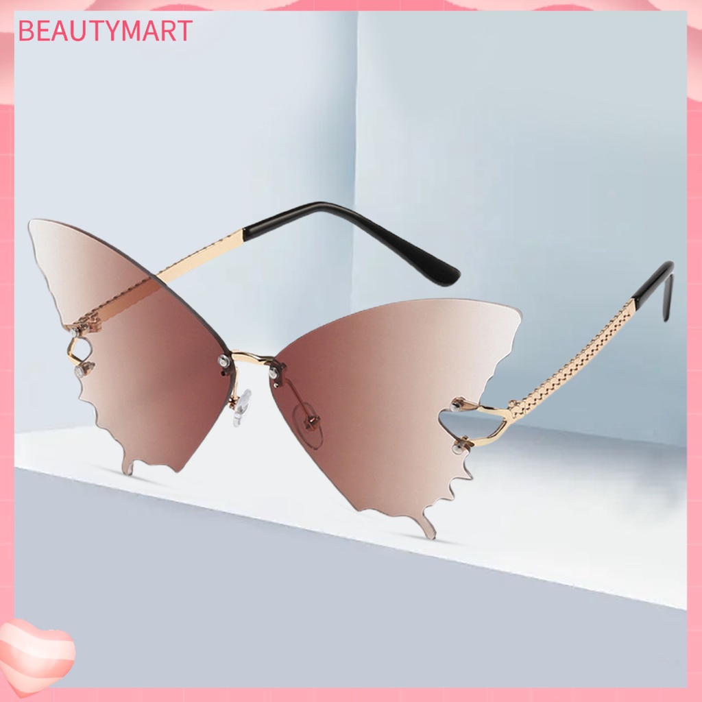 Kính Mát Hình Bướm Không Vành Siêu Nhẹ Chống Tia UV Trong Suốt Thời Trang Cho Nữ