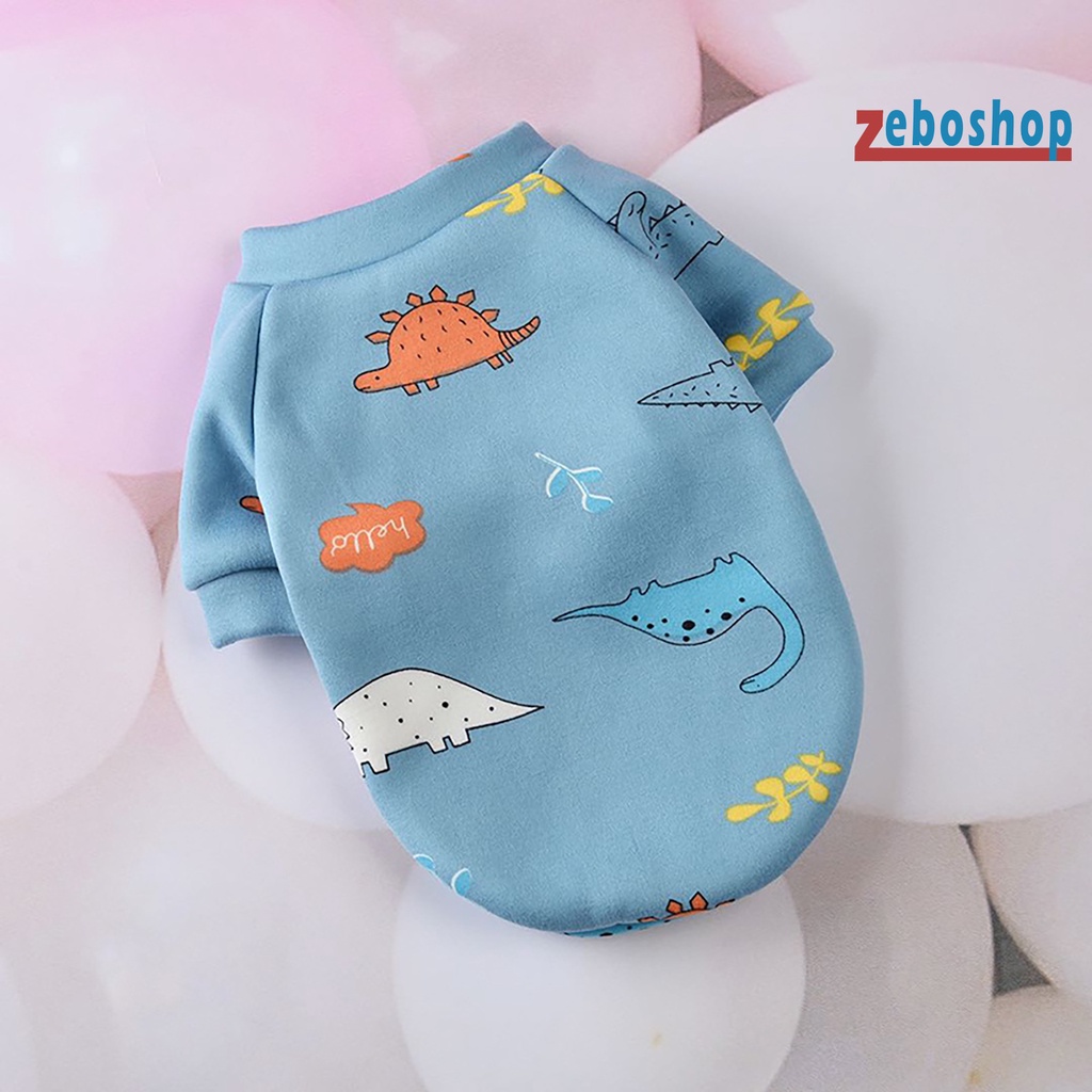 Zeboshop Áo Sweater Cotton Cổ Tròn In Họa Tiết Hoạt Hình Hai Ống Cho Cún Cưng Mặc Hàng Ngày