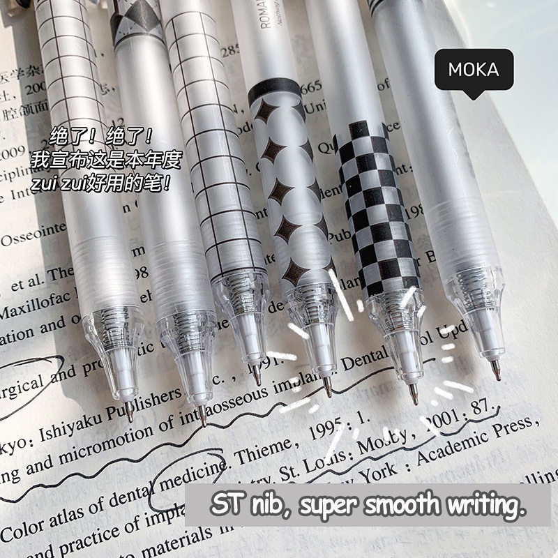 Set 6 Bút Mực Gel Ngòi 0.5mm Màu Đen Kiểu Hàn Quốc