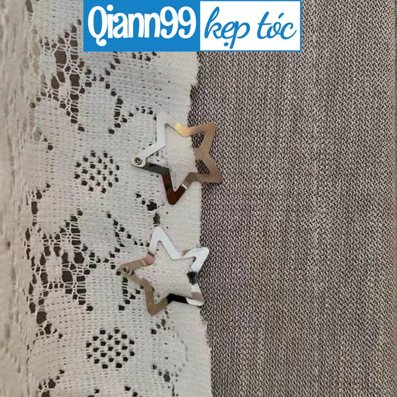 💓Kẹp Tóc Hình Ngôi Sao Năm Cánh Bằng Kim Loại Bạc Dễ Thương Cho Nữ Y2k