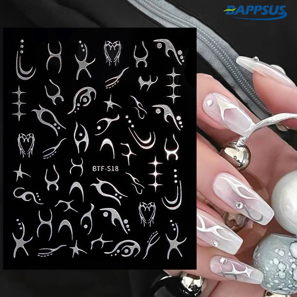 Miếng Dán Trang Trí Móng Tay Hình Ngọn Lửa Laser Đơn Giản