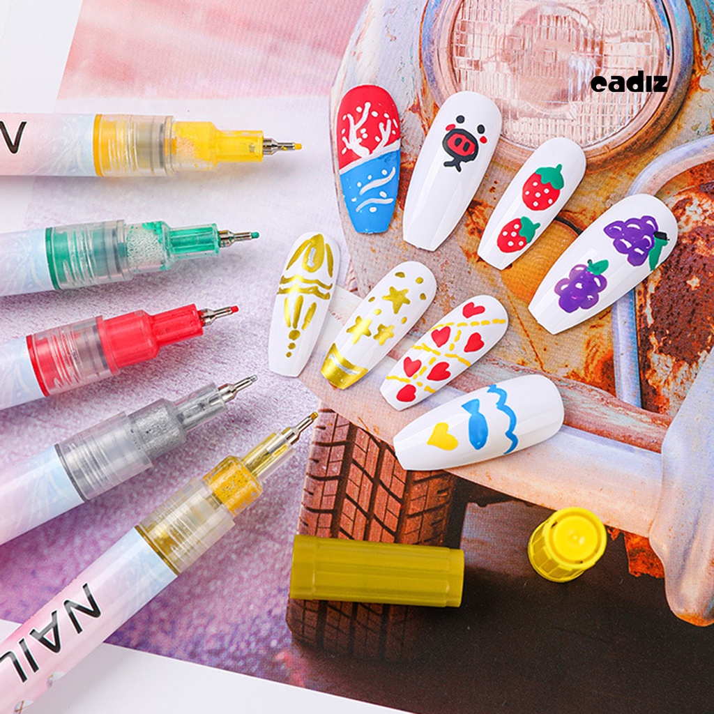 Set 12 Bút Vẽ Móng Nghệ Thuật Nhanh Khô Không Mùi Màu Sắc Tươi Tắn Cho Nữ