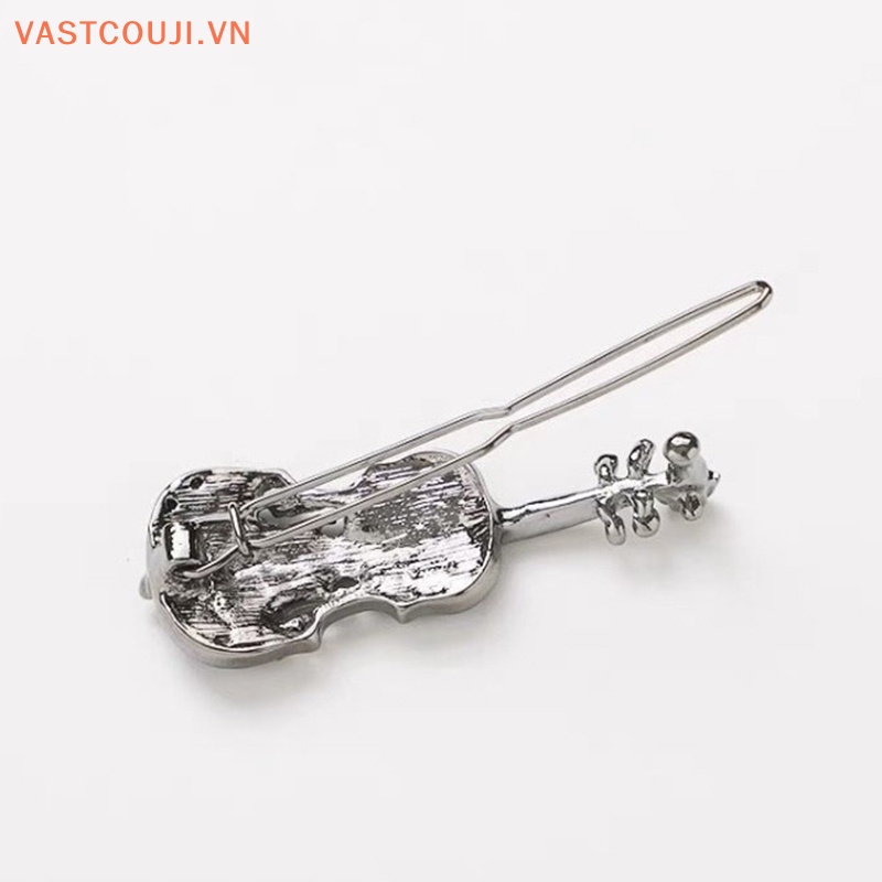 Kẹp Tóc Kim Loại Đính Đá Hình Đàn Violin Thời Trang