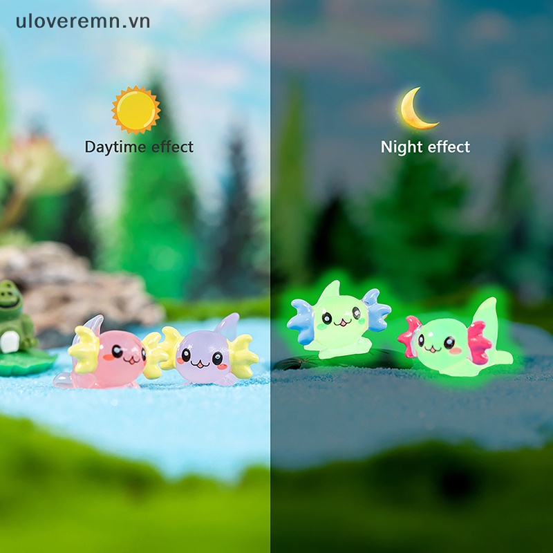 Bộ 2 Tượng Rồng Lục Giác Hoạt Hình Mini Màu Dạ Quang Trang Trí Tiểu Cảnh