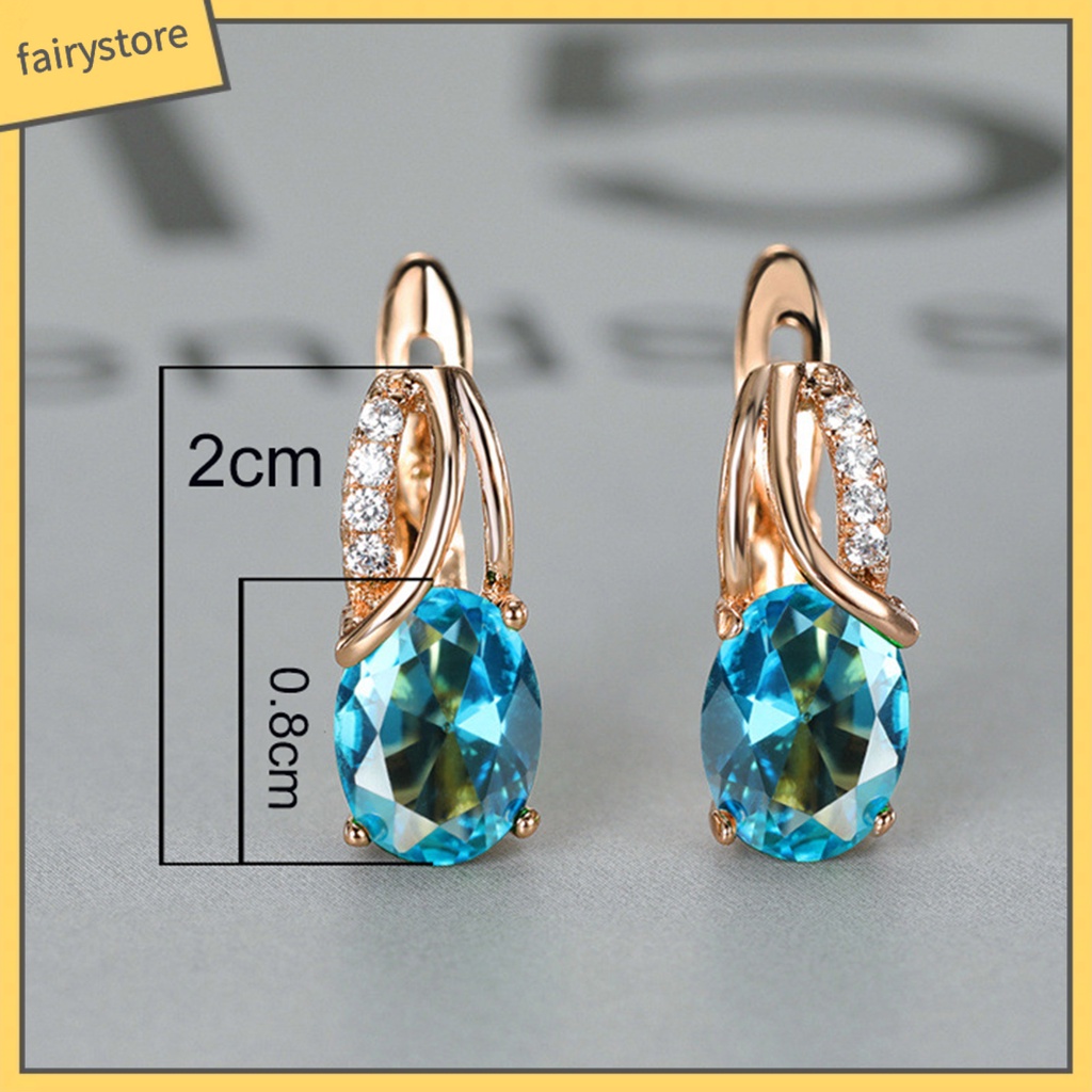 1 Đôi Bông Tai Hình Oval Đính Đá Zircon Sáng Lấp Lánh Dành Cho Nữ
