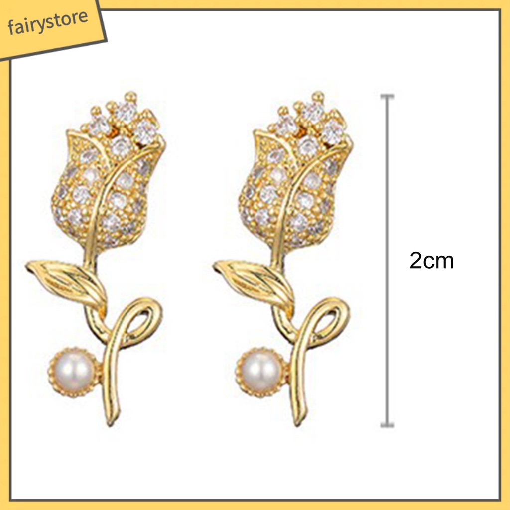 1 Đôi Bông Tai Hình Hoa Đính Ngọc Trai Nhân Tạo Thời Trang Phong Cách Hàn Quốc