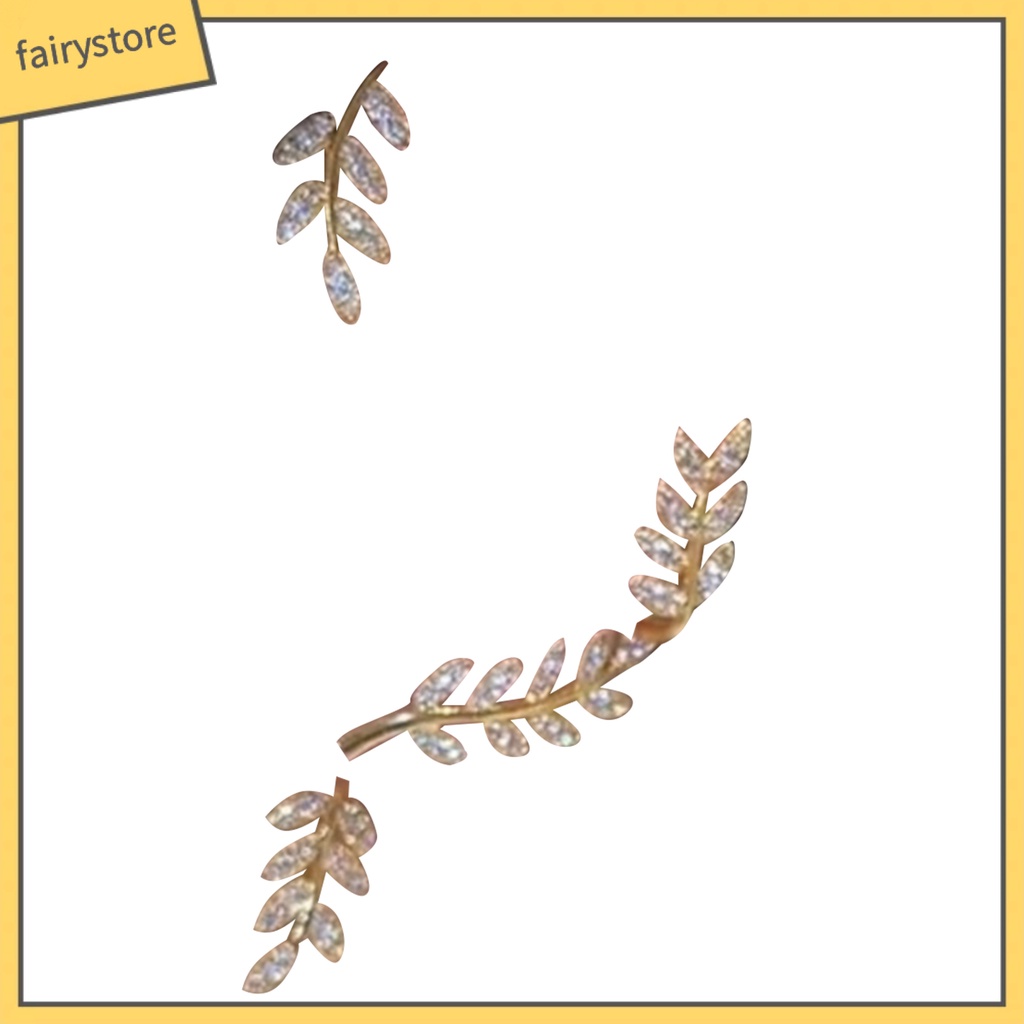 1 Khuyên Kẹp Vành Tai Hình Lá Đính Đá Zircon Tinh Xảo