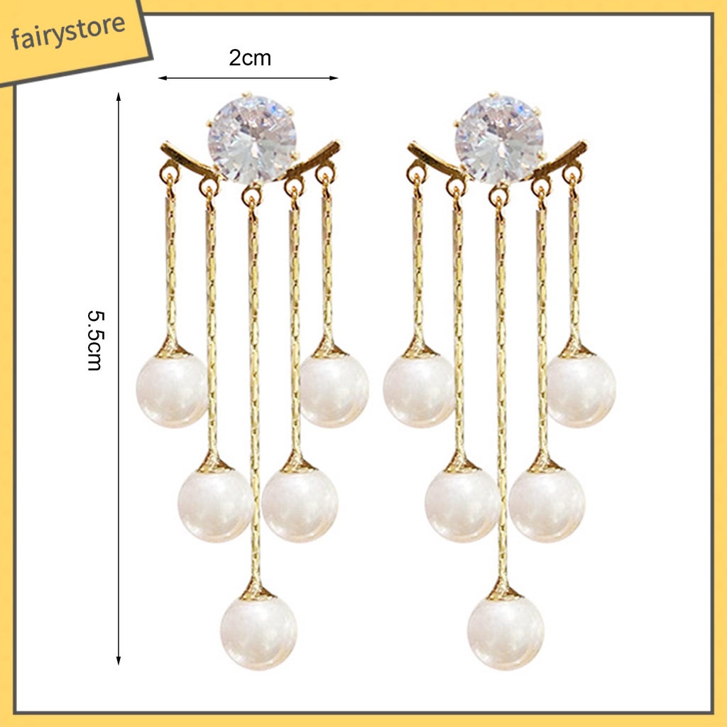 1 Đôi Bông Tai Treo Đính Ngọc Trai Giả Lấp Lánh Thời Trang Cao Cấp