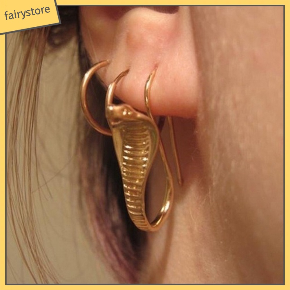 Khuyên Tai Móc Lủng Lẳng Mặt Hình Rắn Cobra Chạm Khắc Cổ Điển Cho Nữ [FRO]