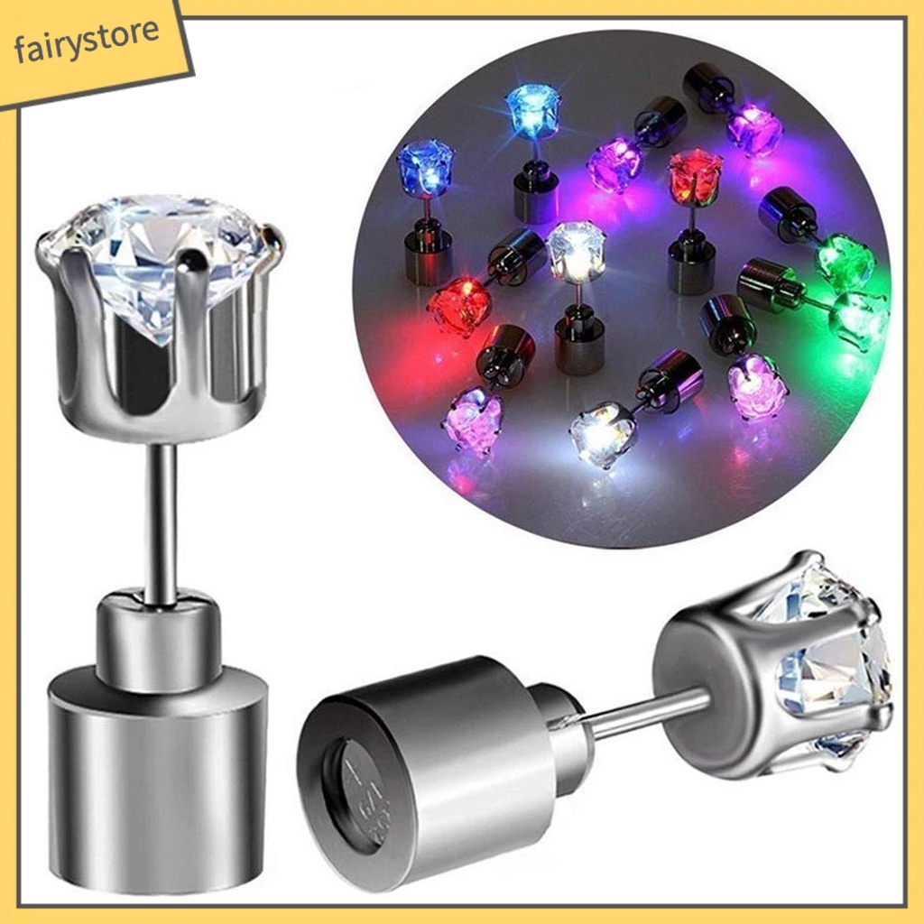 1 Bông Tai Đinh Tán Có Đèn LED Trong Suốt Nhỏ Gọn Cho Nữ