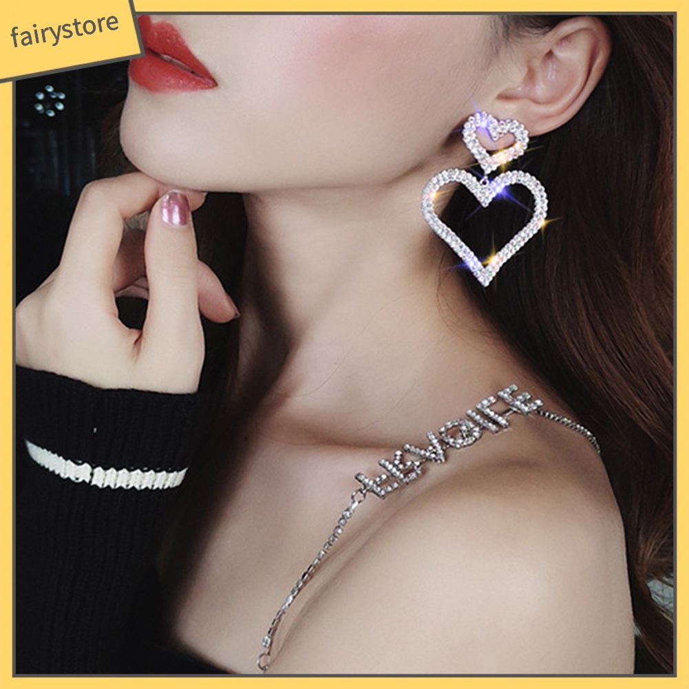 Khuyên Tai Hình Trái Tim Đính Đá Sang Trọng