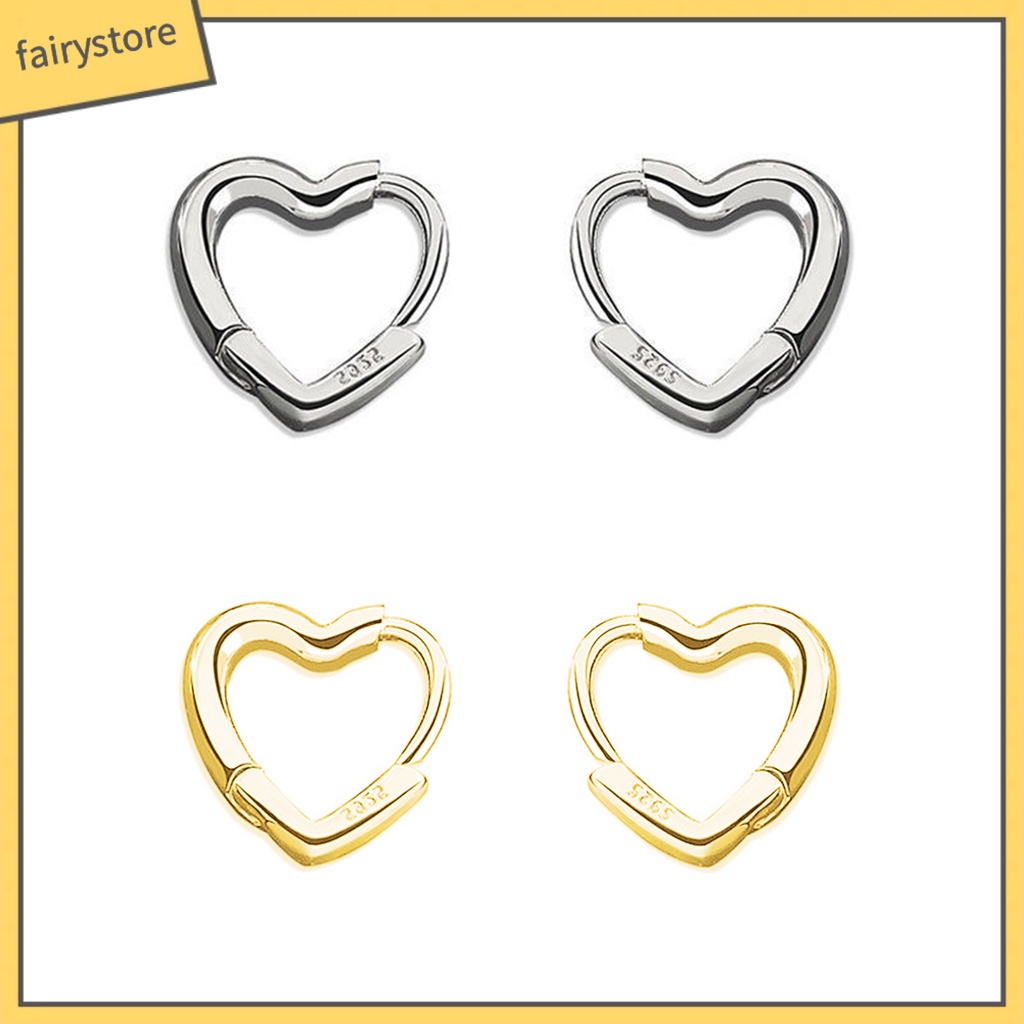 [FRO] Bông Tai Xỏ Lỗ Nhỏ Đơn Giản Màu Bạc Trang Trí Hình Trái Tim Trang Trí Tiệc Tùng