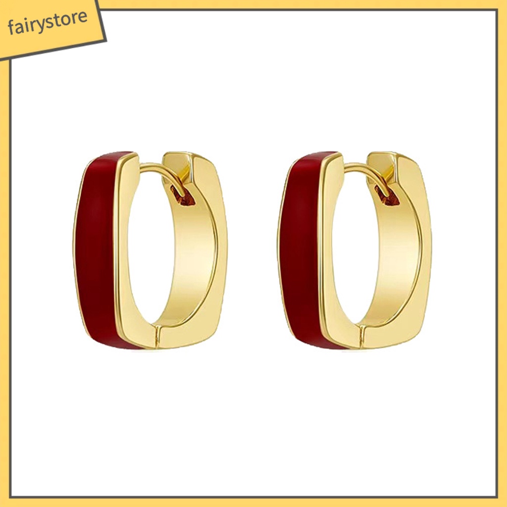 1 Đôi Bông Tai Tròn Mạ Điện Bóng Cao Sang Trọng Thoải Mái Dành Cho Nữ