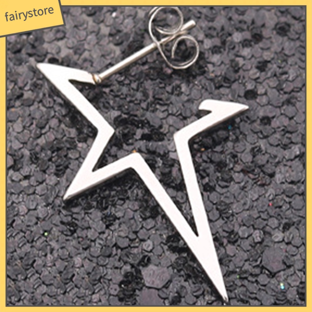 1 Đôi Bông Tai Hình Ngôi Sao Năm Cánh Bằng Hợp Kim Màu Trơn Phong Cách Hip hop Thời Trang Cho Nữ