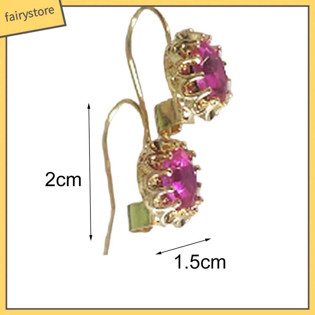 1 Đôi Bông Tai Hình Oval Đính Kim Cương Giả Thời Trang