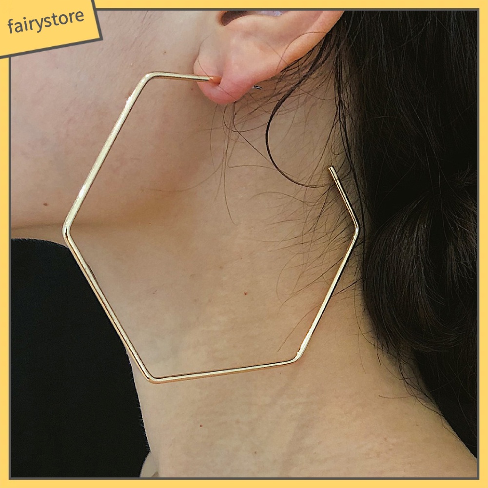 Đôi Khuyên Tai Hình Lục Giác Thời Trang Cho Nữ