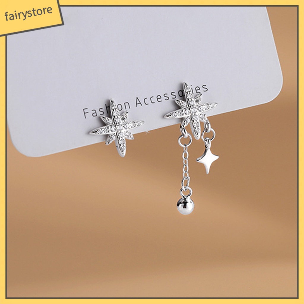 1 Bông Tai Hình Ngôi Sao / Bóng Tròn Đính Đá Phong Cách Hàn Quốc Dành Cho Nữ