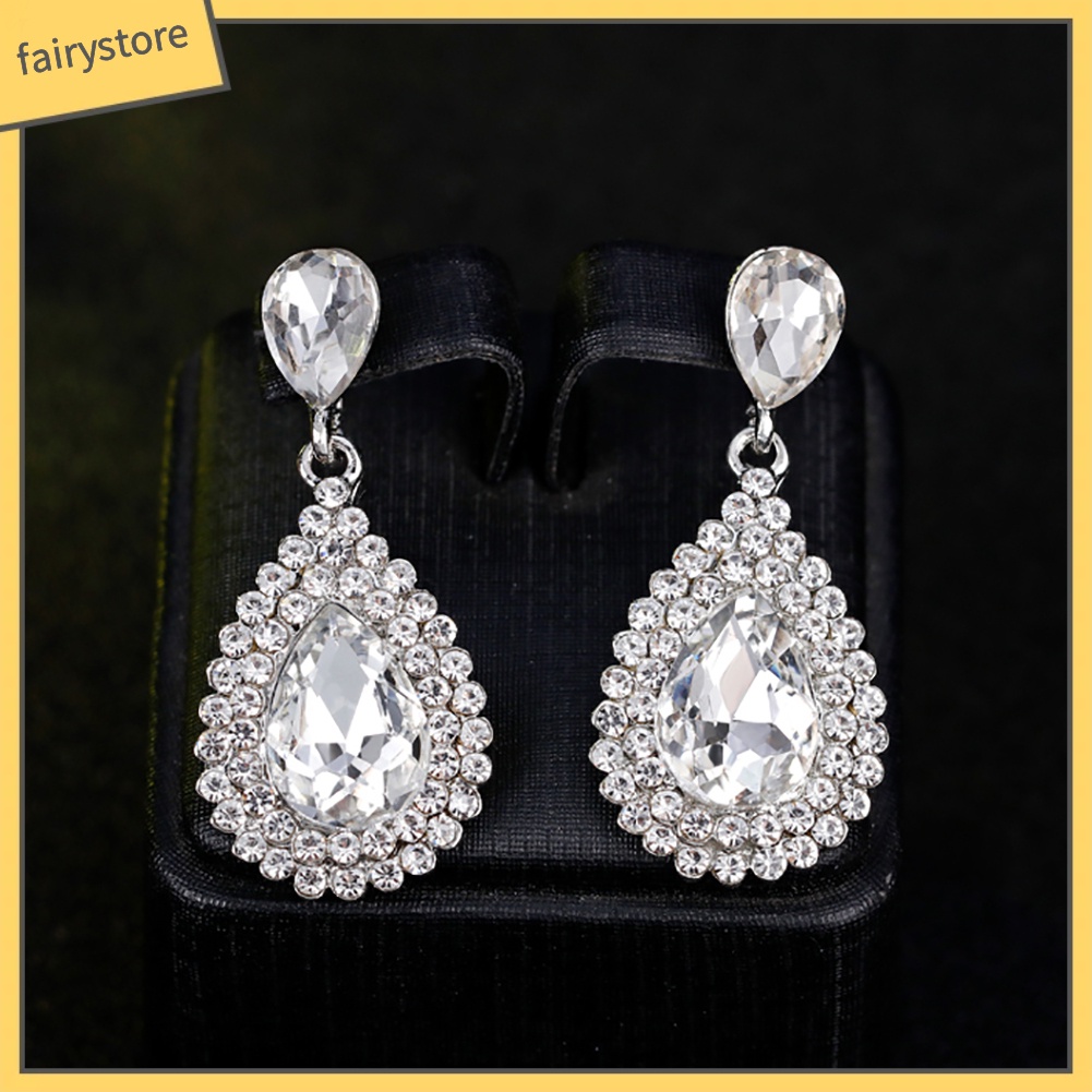 Bông Tai Hình Giọt Nước Đính Đá Sang Trọng Dành Cho Nữ