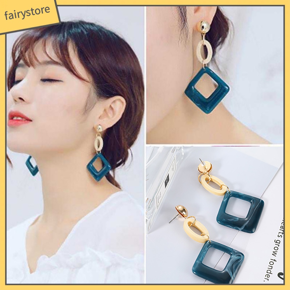 Bông Tai Hình Thoi Tròn Phong Cách Vintage Dành Cho Nữ