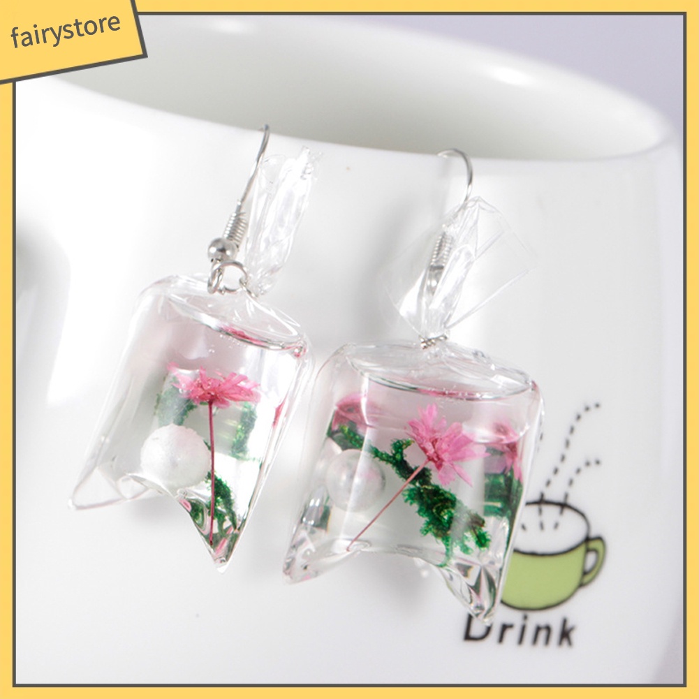 Bông Tai Nhựa Resin Trong Suốt Hình Sao Biển / Hoa Khô / Ngôi Sao Đáng Yêu Dành Cho Nữ