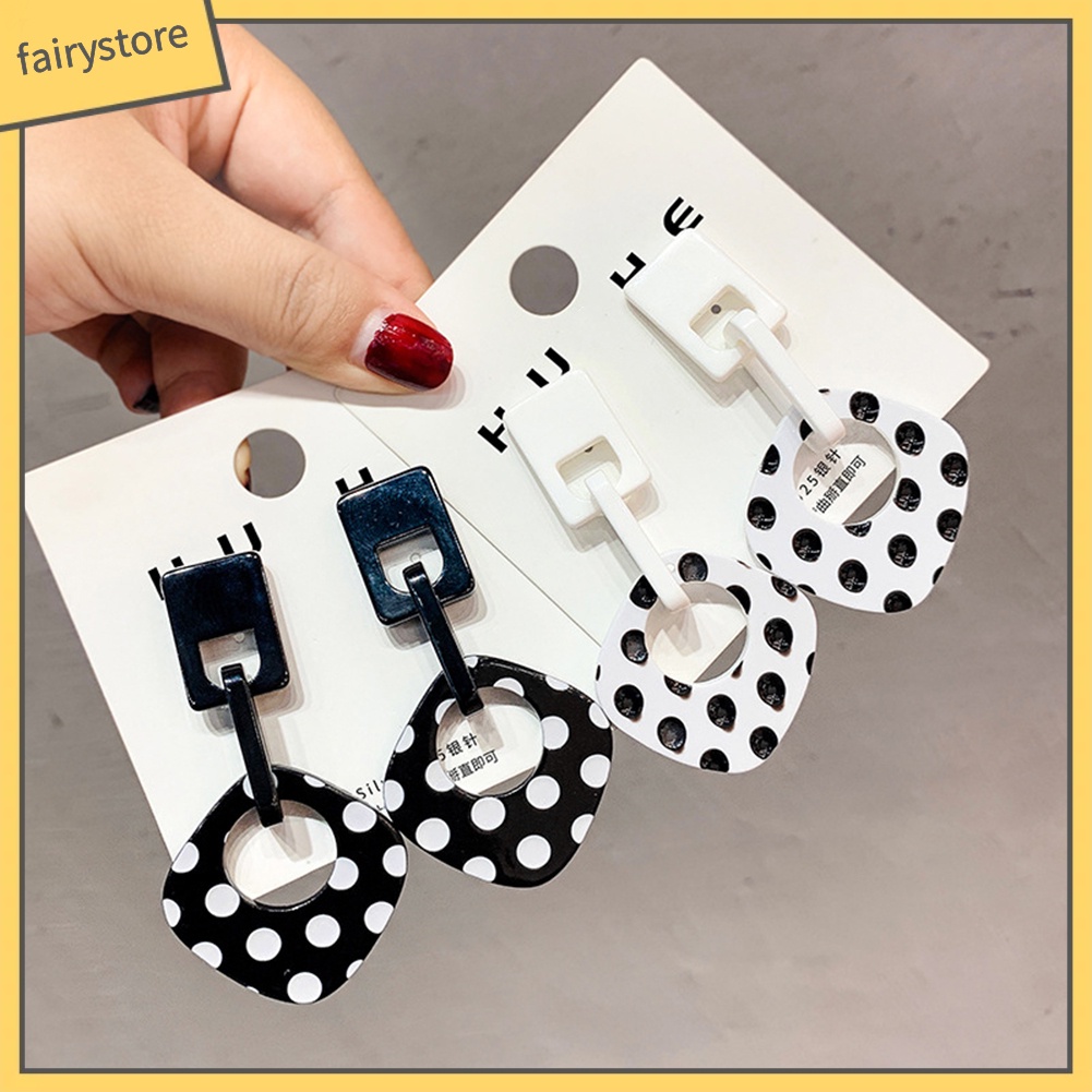 Bông Tai Hình Học Họa Tiết Chấm Bi Thời Trang Cho Nữ