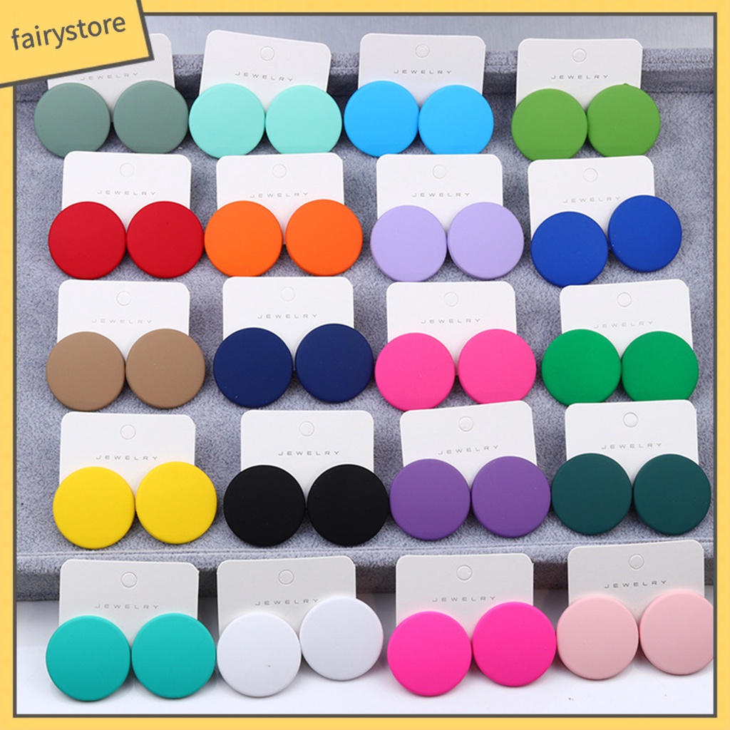 1 Đôi Bông Tai Hình Tròn Lớn Màu Kẹo Ngọt Thời Trang Dành Cho Nữ