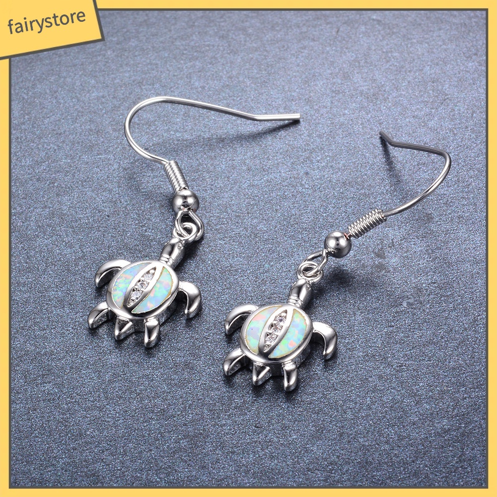 Bông Tai Hình Rùa Đính Đá Opal Dễ Thương Dành Cho Nữ