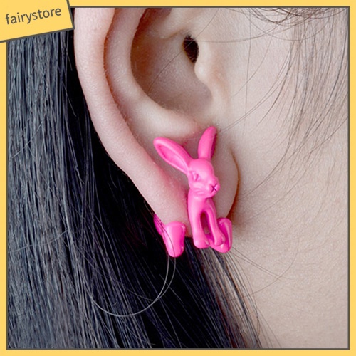1 Khuyên Tai Hợp Kim Hình Thỏ 3D Dễ Thương