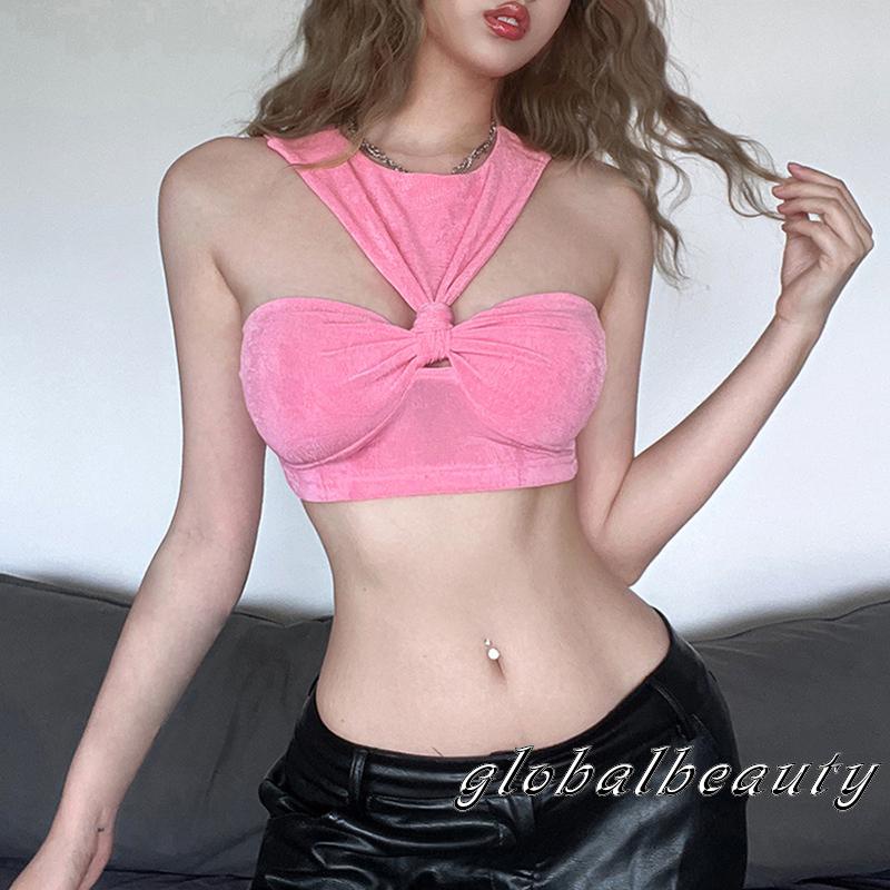 Áo Croptop Không Tay Màu Sắc Đơn Giản Cho Nữ