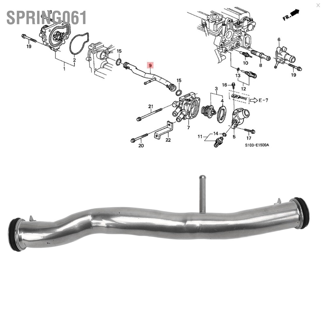 Spring061 Kết cấu kim loại ống dẫn nước làm mát 19505 P30 000 dành cho động cơ Acura Integra Del Sol Civic Cr‑V B Series