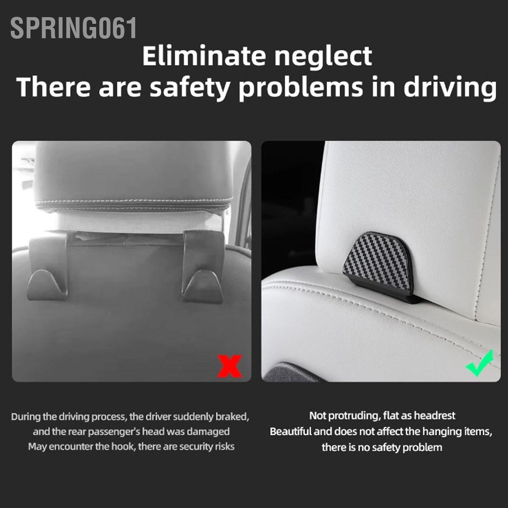 Spring061 2 Chiếc Ghế Tựa Đầu Móc Sợi Carbon ABS Xe Lưu Trữ Gối Treo Thay Thế Cho Mẫu Tesla Model 3 Y