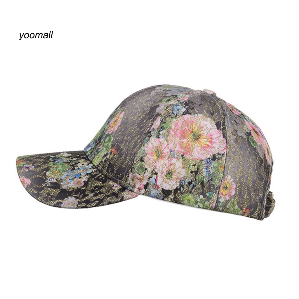 Mũ Lưỡi Trai Có Thể Điều Chỉnh Chống Gió / Tia UV Vành Rộng In Họa Tiết Hoa Thời Trang Đường Phố Cho Nữ