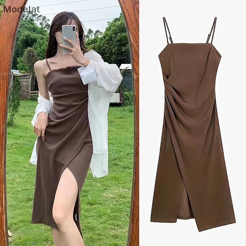 Mfc Đầm Midi Hai Dây Mỏng Mùa Hè Gợi Cảm Cho Nữ WTD